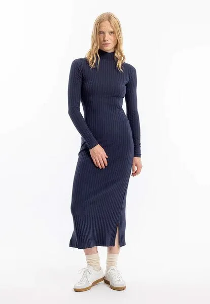 Rotholz Rotholz Geripptes Kleid aus Bio Baumwolle, Blau (dunkelblau), – Produktbild 1 von 4