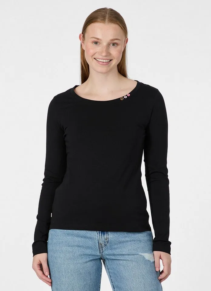 ragwear ragwear Langarmshirt FLLORAH LONG GOTS Bestseller aus Single Jersey mit softem Finish und Knöpfen, Schwarz, – Produktbild 1 von 5