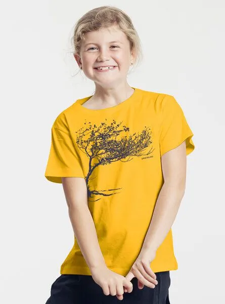 Peaces.bio - handbedruckte Biomode Peaces.bio - handbedruckte Biomode Bio-Kinder T-Shirt Windy Tree, Gelb, – Produktbild 2 von 3