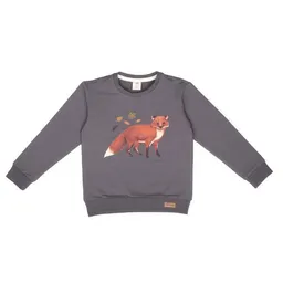 Walkiddy Kinder Sweatshirt GOTS zertifiziert – Anthrazit mit Fuchsmotiv, weich & bequem | von Walkiddy – Produktbild 1 von 1