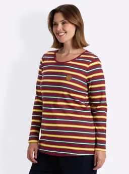 sheego Ringelshirt bordeaux-moos-geringelt – Produktbild 1 von 1