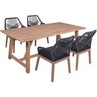 Gartenmöbel-Set "OAKLAND/POMONA 01" 5-tlg. 1 Tisch Akazie, 4 Sessel Seilbespannung dk.grau – Produktbild 1 von 1