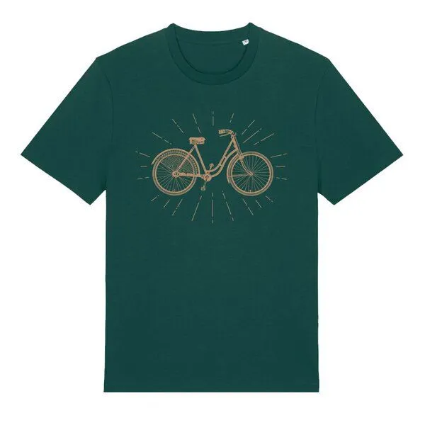 roots of compassion roots of compassion T-Shirt Retro-Fahrrad - bio, fair, vegan - weiter Schnitt - bicycle, Umwelt, cycling, Verkehrswende, Glazed green, – Produktbild 1 von 4