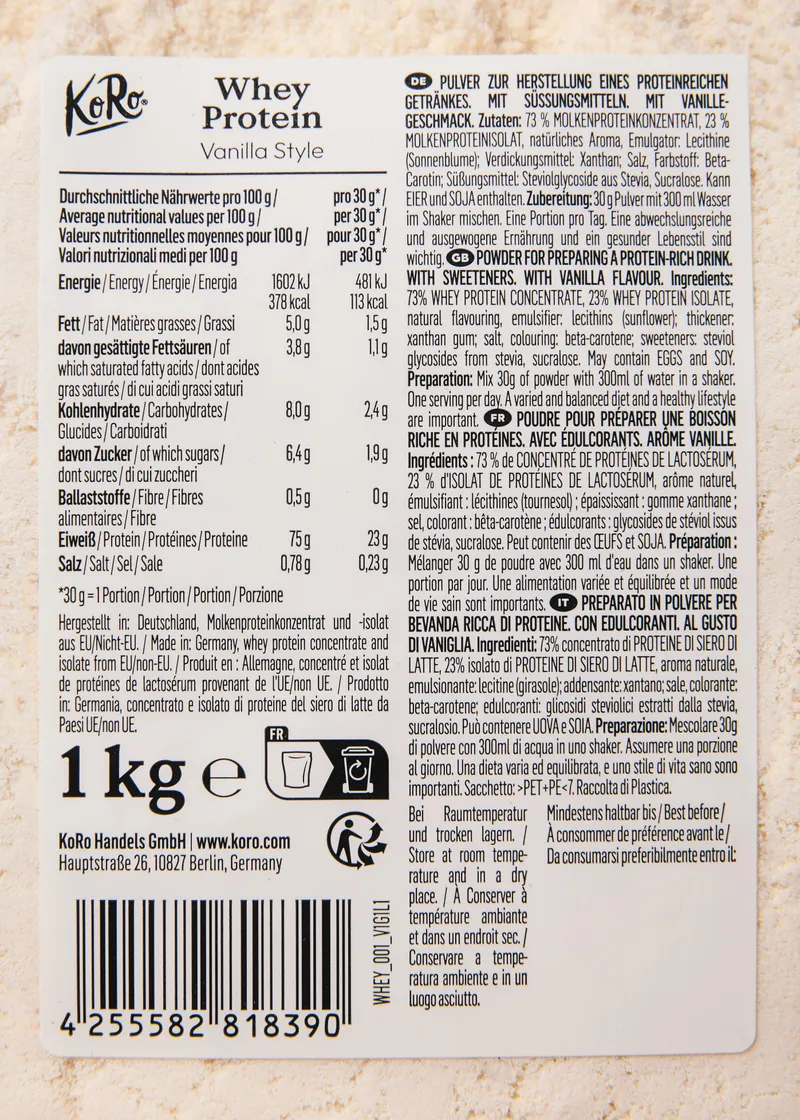 KoRo Whey Protein Vanilla Style 1 kg – Produktbild 5 von 5
