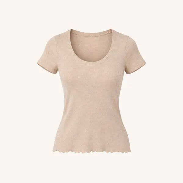 NORDLICHT NORDLICHT Geripptes T-Shirt Evi aus Bio-Baumwolle, Natur, – Produktbild 1 von 1