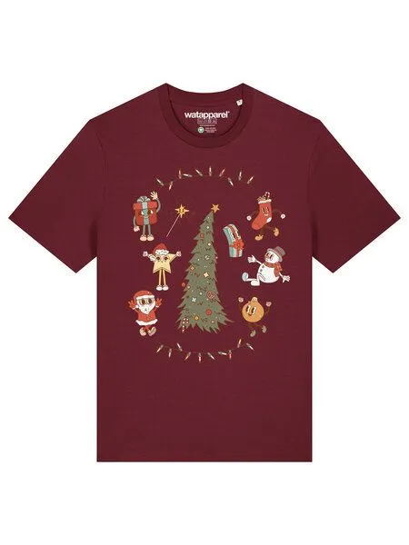 watapparel watapparel T-Shirt Unisex Christmas 2024, Burgundy, – Produktbild 2 von 3