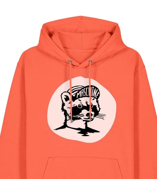 päfjes päfjes Waschbär die Maschine / Gravel / Rennrad - Unisex Fair Wear Bio Hoodie, Orange (fiesta), – Produktbild 3 von 3