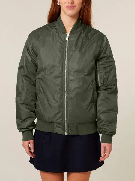 Human Family Human Family Basic Unisex Bomberjacke aus recyceltem Polyester, Khaki, – Produktbild 2 von 4