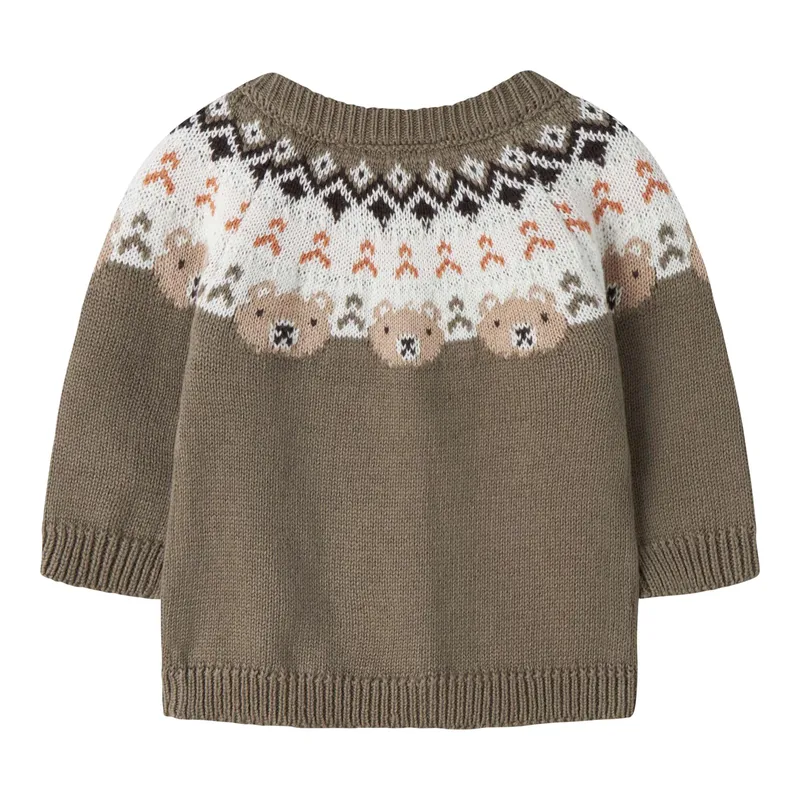 name it Name It Strickjacke Bär, Khaki | mehrfarbig, – Produktbild 1 von 1