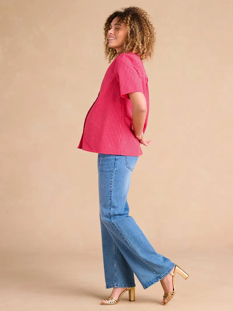 Envie De Fraise Seersucker-Hemdbluse für Schwangerschaft und Stillzeit ENVIE DE FRAISE, Rosa, – Produktbild 2 von 4