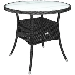 Casaria® Polyrattan Tisch Schwarz Ø80cm – Produktbild 1 von 1