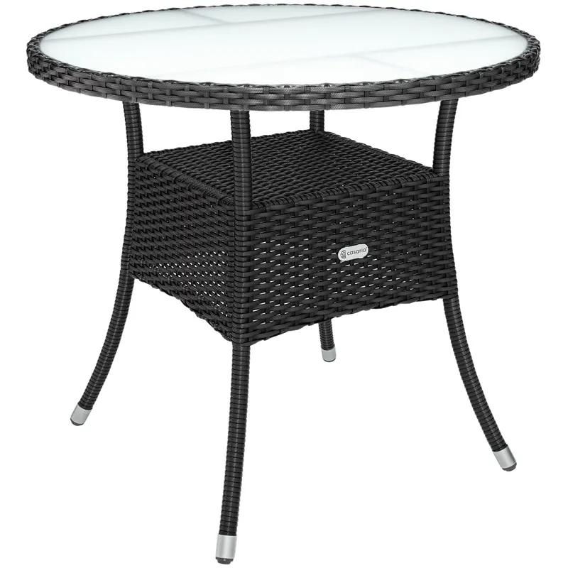 Casaria® Polyrattan Tisch Schwarz Ø80cm, Schwarz, – Produktbild 1 von 2