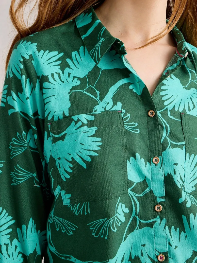 White Stuff Bluse Sophie aus Bio-Baumwolle - 34, Grün print, – Produktbild 3 von 4