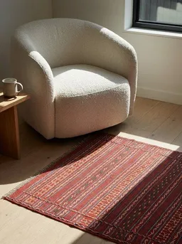 Rugtales Kelim Kordi Rot „Rugtales“ aus Schurwolle, 80x124 cm – Produktbild 1 von 1