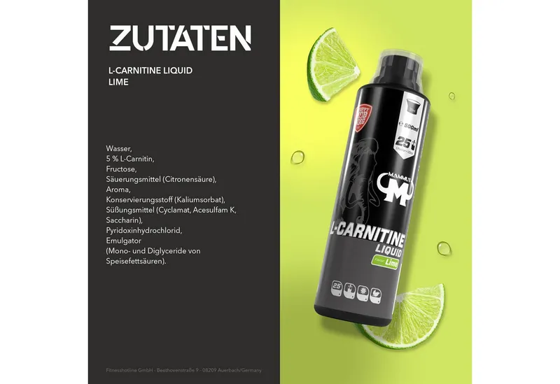 Mammut Nutrition Mammut Nutrition L-Carnitine Liquid - Limette - 500 ml Flasche Flüssigkeit – Produktbild 3 von 4