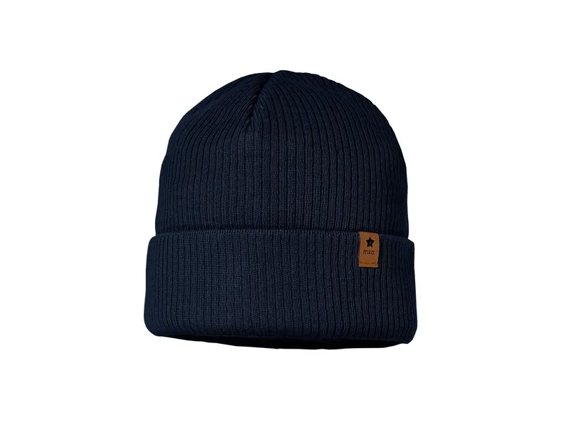 Maximo Baby und Kinder Beanie mit Umschlag Bio-Baumwolle Strick navy Gr. 55, Blau, – Produktbild 1 von 1