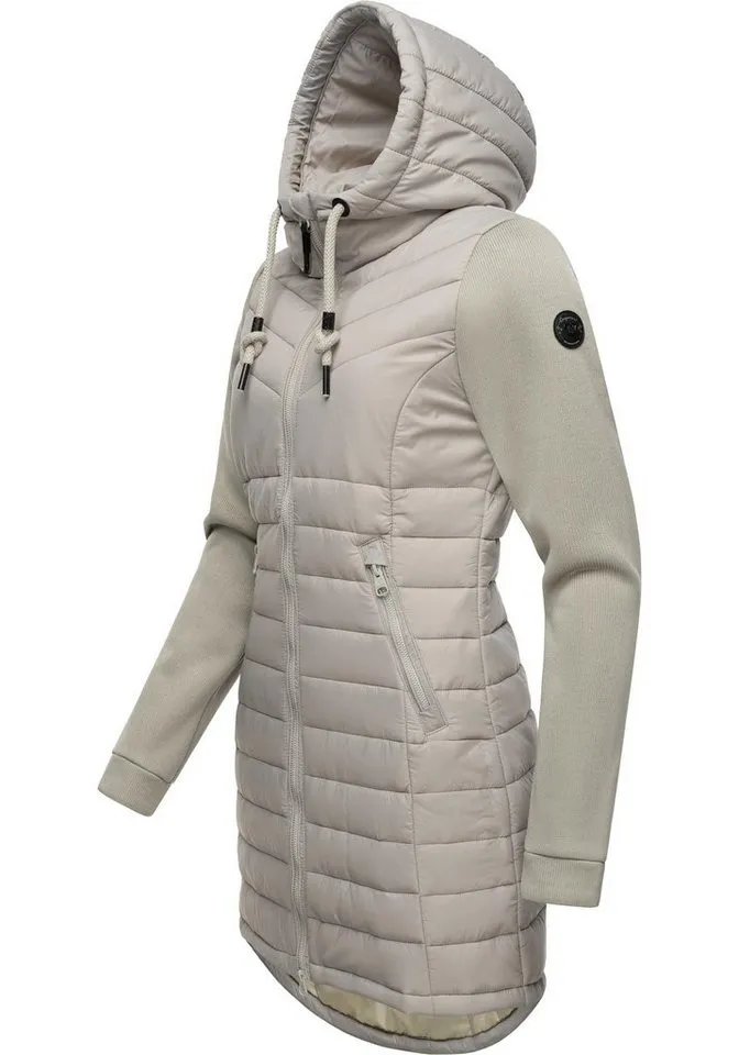 ragwear ragwear Langjacke Sandrra Long Steppjacke aus modernem Materialmix mit Kapuze, Braun, – Produktbild 3 von 4