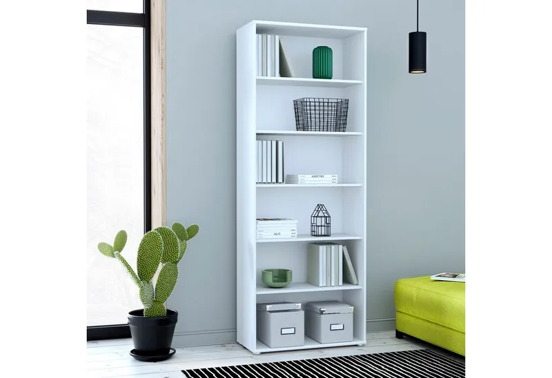 FORTE Regal Tempra, Mehrzweckregal, Höhe 197,5 cm, 5 Ablageböden, Breite 73,7 cm, Weiß, – Produktbild 1 von 4