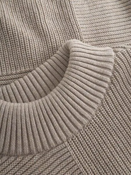 KnowledgeCotton Apparel KnowledgeCotton Apparel Pullover Cotton Loose Fit Crew Neck Knit, Light feather gray, – Produktbild 2 von 4