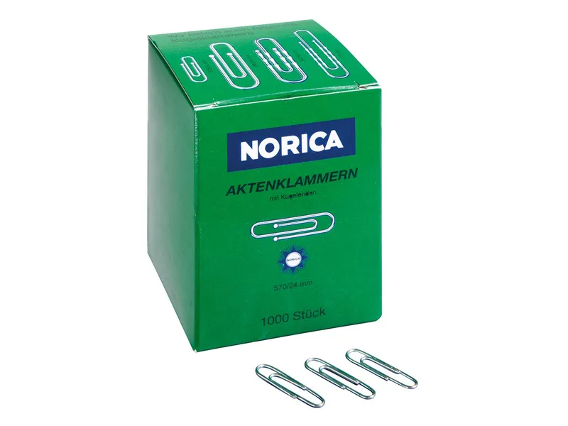 Norica Norica Büroklammern 24 mm, silber, Eisendraht verzinkt, 1.000 Stk. – Produktbild 2 von 3