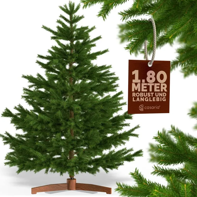 Casaria® Künstlicher Weihnachtsbaum Premium 180cm PE / PVC mit Holzständer FSC® – Produktbild 2 von 4