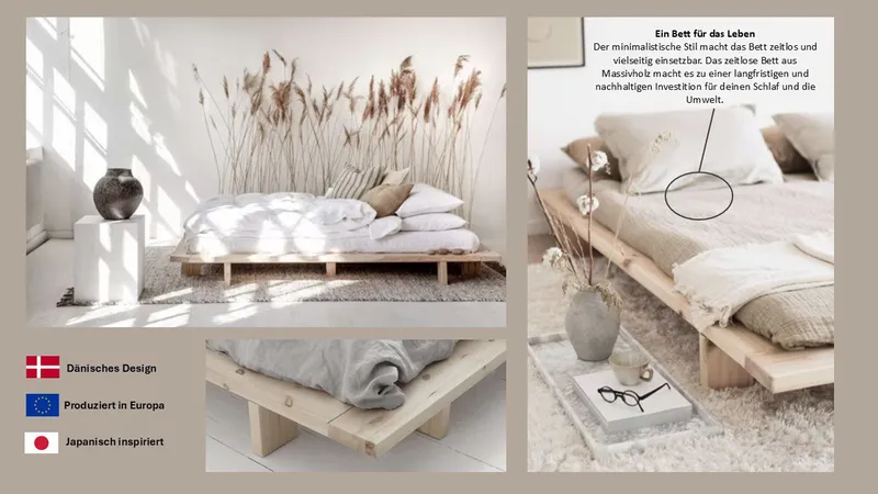 Karup Design Futonbett Bettgestell JAPAN BED Futonbett aus FSC®-zertifiziertem Massivholz (Mit Lattenrost), zeitlos, bequem & in mehreren Farben und Größen erhältlich, Braun, – Produktbild 4 von 7