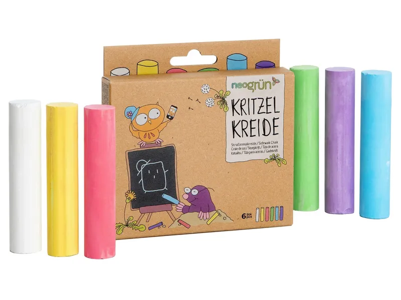 neogrün neogrün Kritzelkreide Straßenmalkreide 6 Stangen, Mehrfarbig, – Produktbild 1 von 8