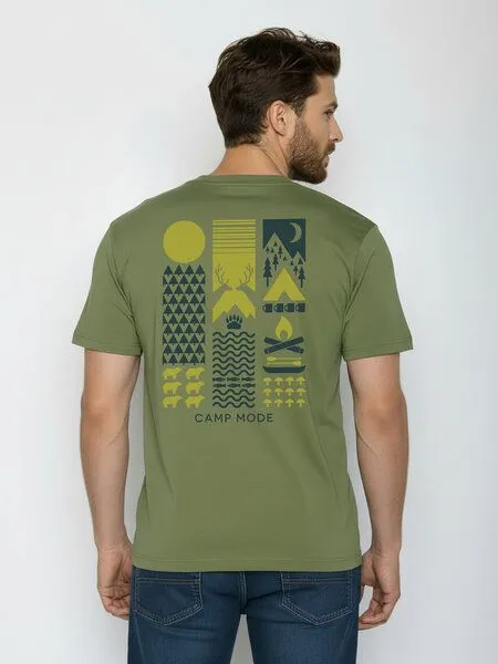 GreenBomb GREENBOMB Camp Mode Fusion - Lässiges Oversize-T-Shirt aus Bio-Baumwolle / hochwertiger Print / GOTS / Fair & Vegan, Grün (dark seed), – Produktbild 1 von 4