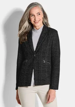Goldner Jersey-Blazer in Tweed-Optik - schwarz / gemustert - Gr. 54 von Goldner Fashion – Produktbild 1 von 1