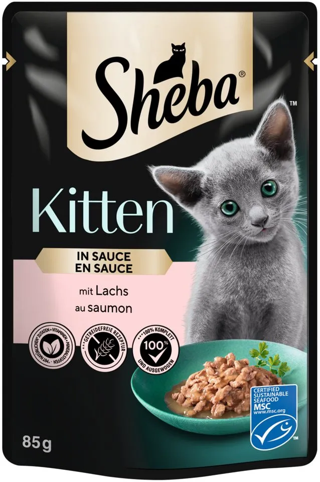 Sheba Sheba SHEBA® Portionsbeutel Kitten mit Lachs in Sauce 28 x 85g, Nassfutter für: Katze – Produktbild 2 von 2
