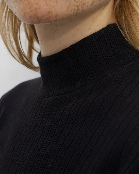 Rotholz Rotholz Schweres Mockneck Longsleeve aus Bio Baumwolle, Schwarz, – Produktbild 4 von 4