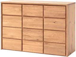 Kommode "Rödvig" aus Wildeiche, mit 3 Schubladen und 3 Türen, B 130 x T 48 x H 91 cm – Produktbild 1 von 1