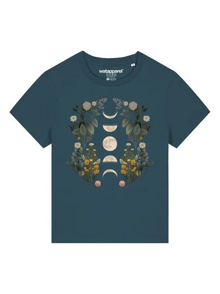 watapparel watapparel T-Shirt Frauen Moonphases & Flowers, Stargazer, – Produktbild 2 von 3