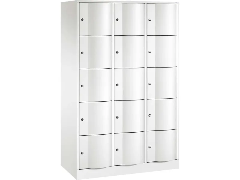 C+P C+P Schließfachschrank 3 Türme, H1950xB1148xT540mm, 5er Verkehrsweiß – Produktbild 1 von 1