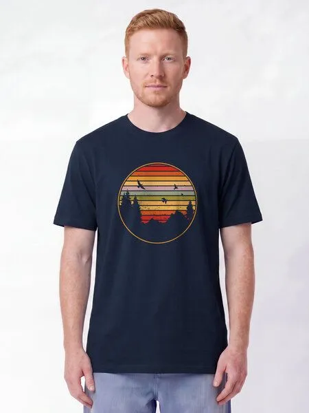 watapparel watapparel T-Shirt Unisex Sunset Berge & Tannen, French navy, – Produktbild 2 von 2