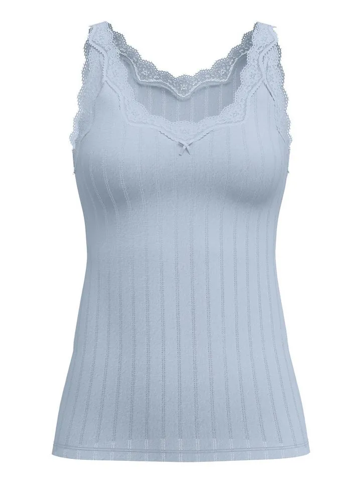 CALIDA CALIDA Trägertop Etude Toujours zarte Spitze, Nadelstreifen-Design, Cotton-Mix, elastisch, Blau, – Produktbild 3 von 5