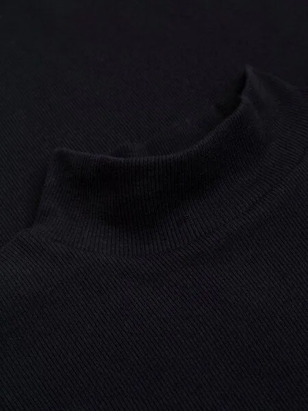 KnowledgeCotton Apparel KnowledgeCotton Apparel Ripp-Longsleeve High Neck, Black jet, – Produktbild 4 von 4