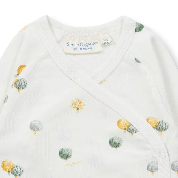 Sense Organics sense-organics Wickel Langarmbody mit Baumdruck, Modell YGON, Weiß mit bäumen, – Produktbild 3 von 4