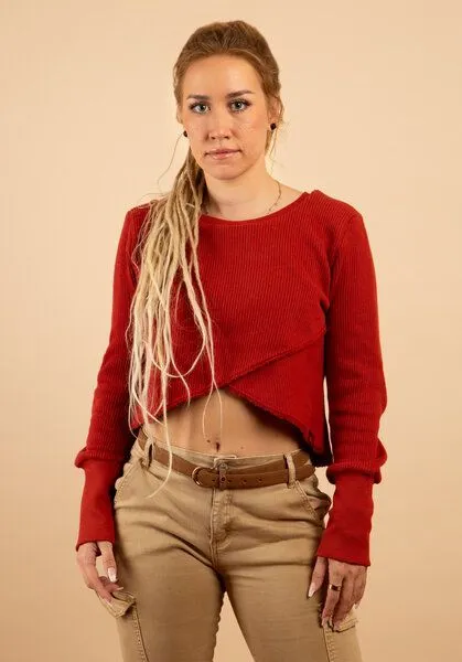 Die rote Zora Die rote Zora Strick Kurzsweater, Blood orange, – Produktbild 1 von 4