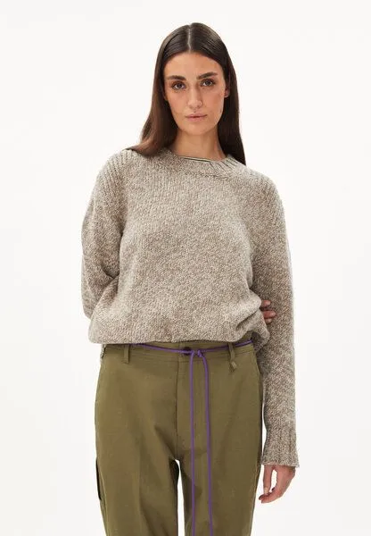 ARMEDANGELS ARMEDANGELS AMALIAA LEOPARD - Damen Strick Pullover Relaxed Fit aus Bio-Woll Mix, Light caramel melange-oatmilk, – Produktbild 1 von 4