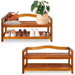 Casaria® Schuhregal 2er-Set Akazienholz 2 Etagen – Produktbild 1 von 1
