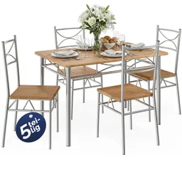 Casaria® Sitzgruppe Paul 5-tlg Buche – Produktbild 1 von 1