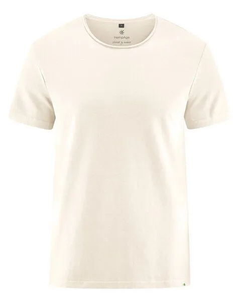 HempAge HempAge T-Shirt mit Rollsaum 56% Biobaumwolle, 44% Hanf, Offwhite (weiß), – Produktbild 3 von 4