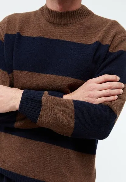 Givn Berlin Givn Berlin Strickpullover GBIvan, Oak brown/midnight blue stripes, – Produktbild 3 von 4