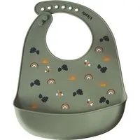 Kikadu Silikon Lätzchen mit Auffangschale Löwe olive Maße 30,5 x 23 cm – Produktbild 1 von 1