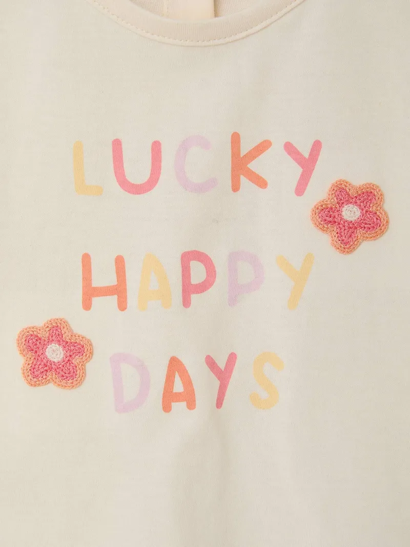 Vertbaudet Baby T-Shirt mit Häkelblumen Mädchen, Wollweiß, – Produktbild 2 von 4