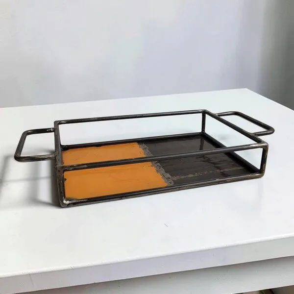 Moogoo Creative Africa Moogoo Creative Africa Upcycling Tablett aus recycelten Ölfässern, Schwarz&gelb, – Produktbild 1 von 7