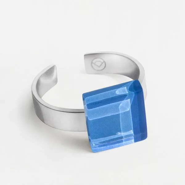 ALEXASCHA ALEXASCHA Geometrischer Ring aus Glas, mini, Azurblau, – Produktbild 1 von 4