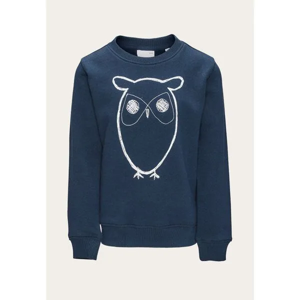 KnowledgeCotton Apparel KnowledgeCotton Apparel KnowledgeCotton Kinder Sweatshirt Owl reine Bio-Baumwolle, Total eclipse, – Produktbild 2 von 2