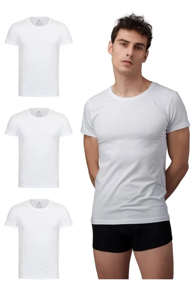 Burnell & Son Burnell & Son T-Shirt Unterhemd Unterziehshirt Kurzarm und Rundhals für Herren aus Baumwolle (Packung, 3-tlg., 3er-Pack), Weiß, – Produktbild 2 von 5